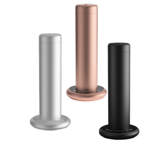 MF120A desktop aroma diffuser in silver, rose gold, and black finishes